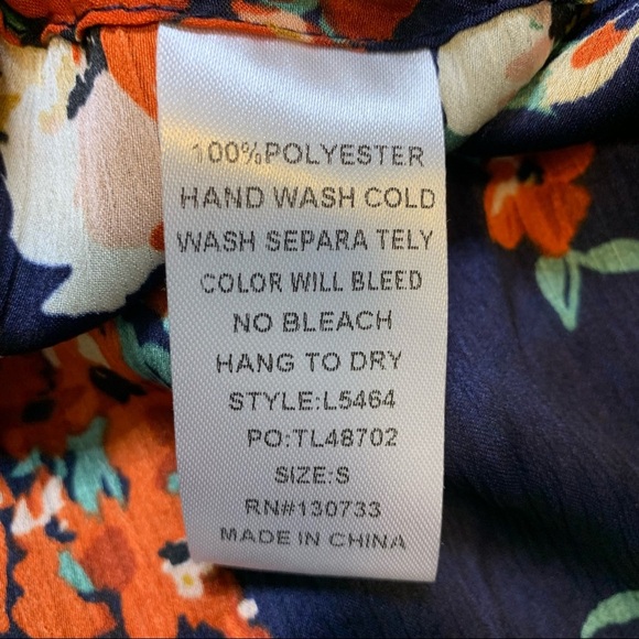 UMGEE Pretty Perfect Floral Print Bell Sleeve Open Front Kimono Navy Blue Small - Picture 10 of 11